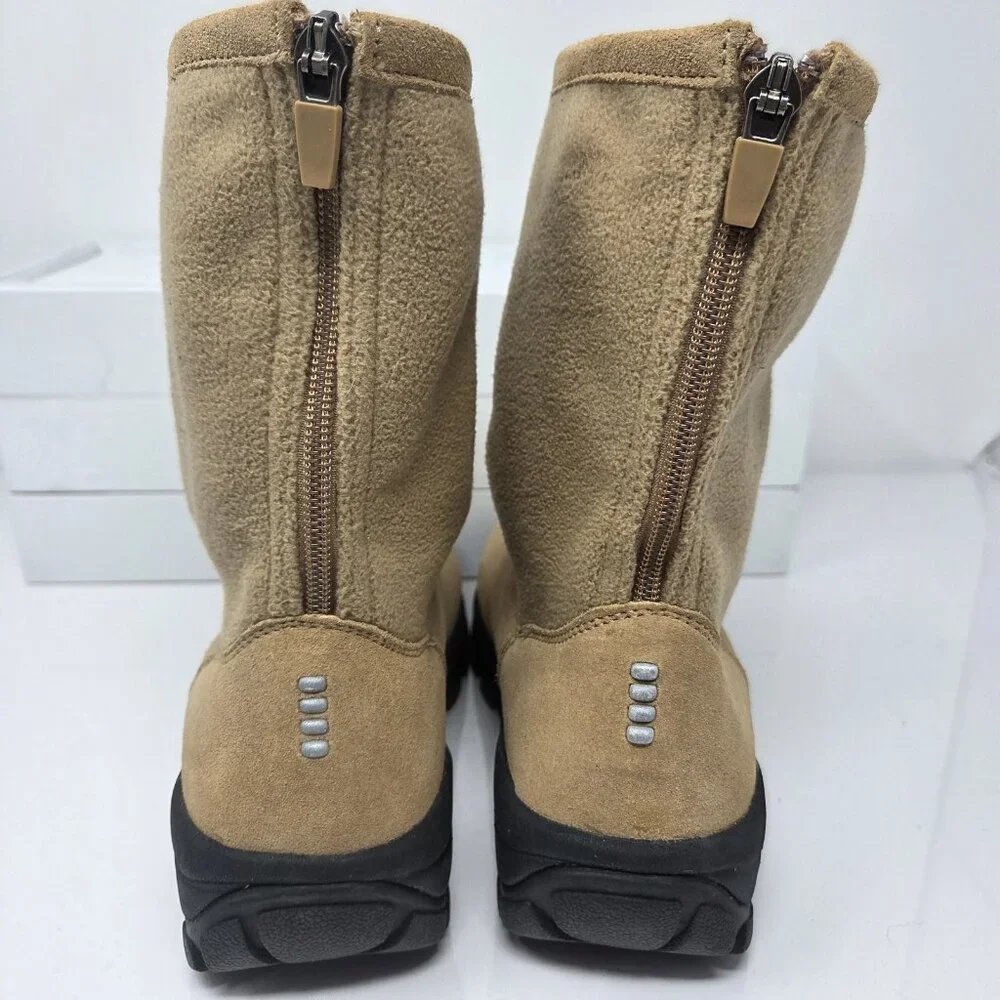 Lands End Girls Tan Suede Fleece Lined Winter Boots Size 3 (Fits Womens 4.5 – 5)
